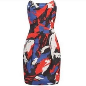 French Connection Vintage Strapless Summer Fix Abstract Print Cotton Mini Dress